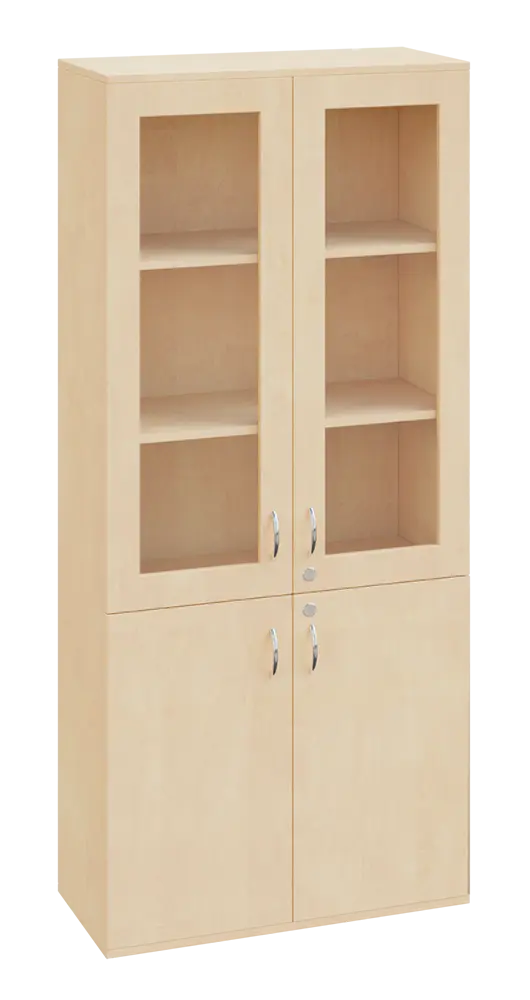 SPO 32 skříň 4-dveřová, 2x sklo lamino - bříza irská